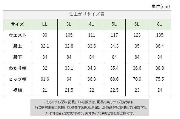 サイズチャート