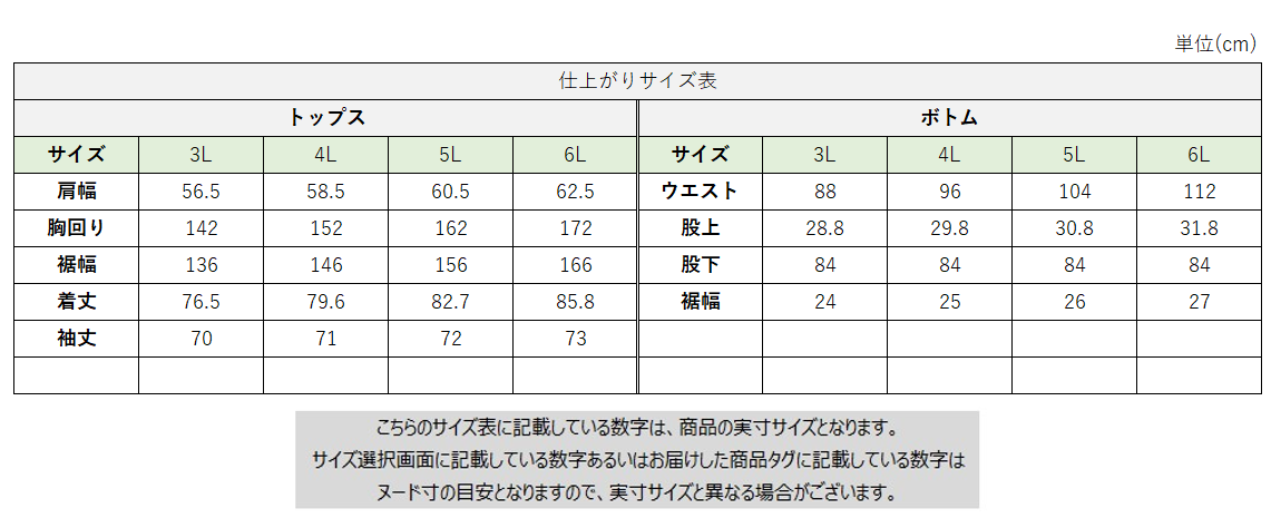 サイズチャート
