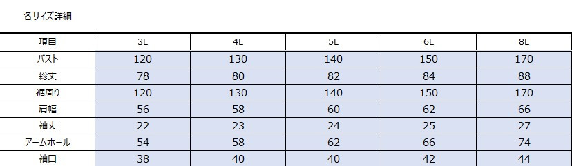 サイズチャート