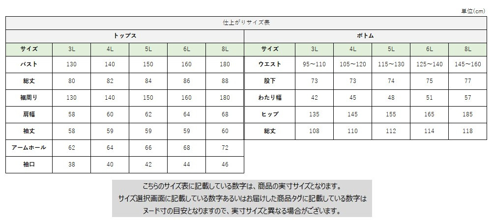 サイズチャート