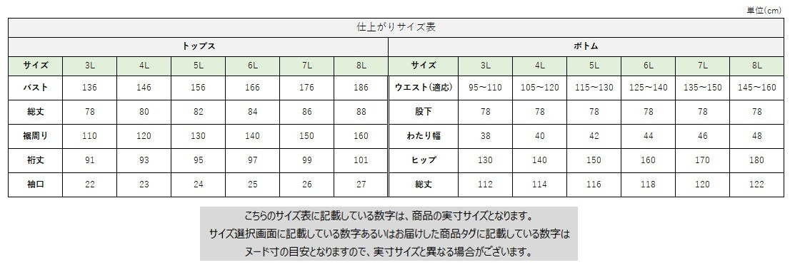 サイズチャート