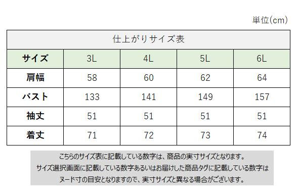 サイズチャート