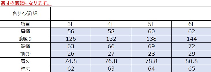サイズチャート