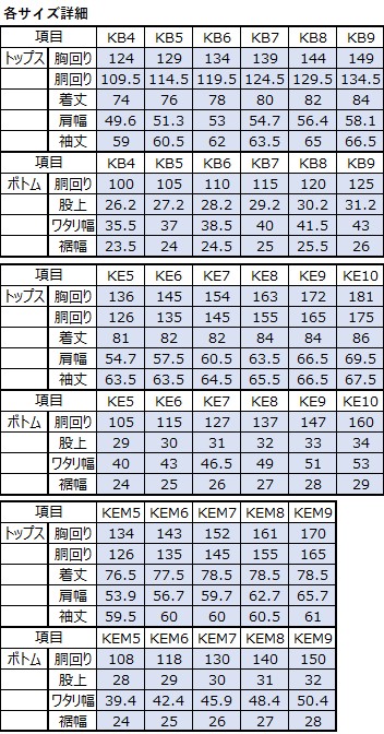 サイズチャート