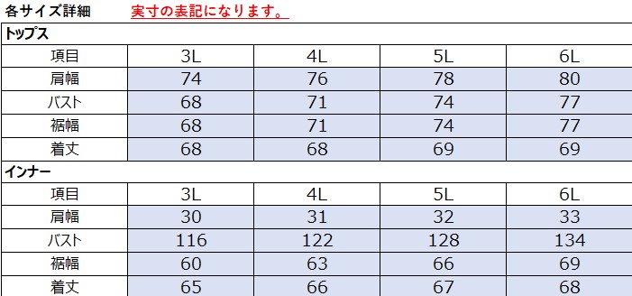 サイズチャート