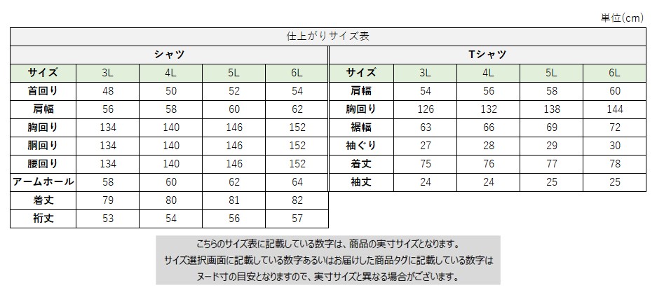 サイズチャート