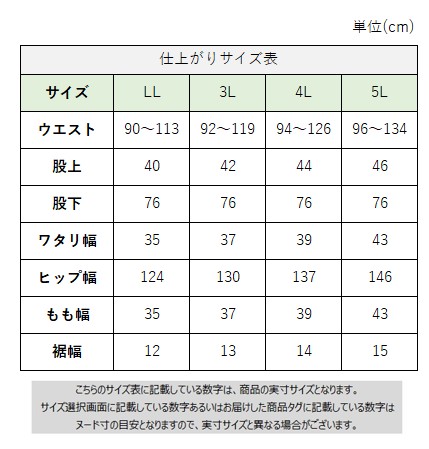 サイズチャート