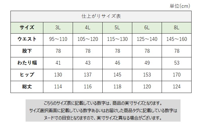 サイズチャート