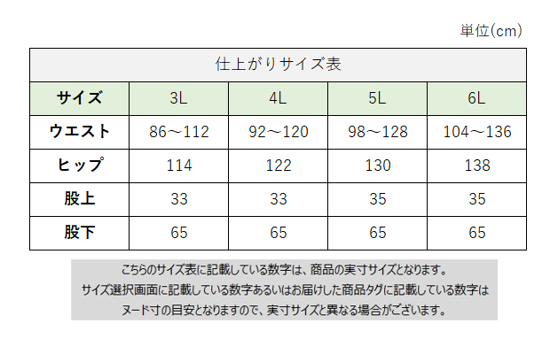 サイズチャート