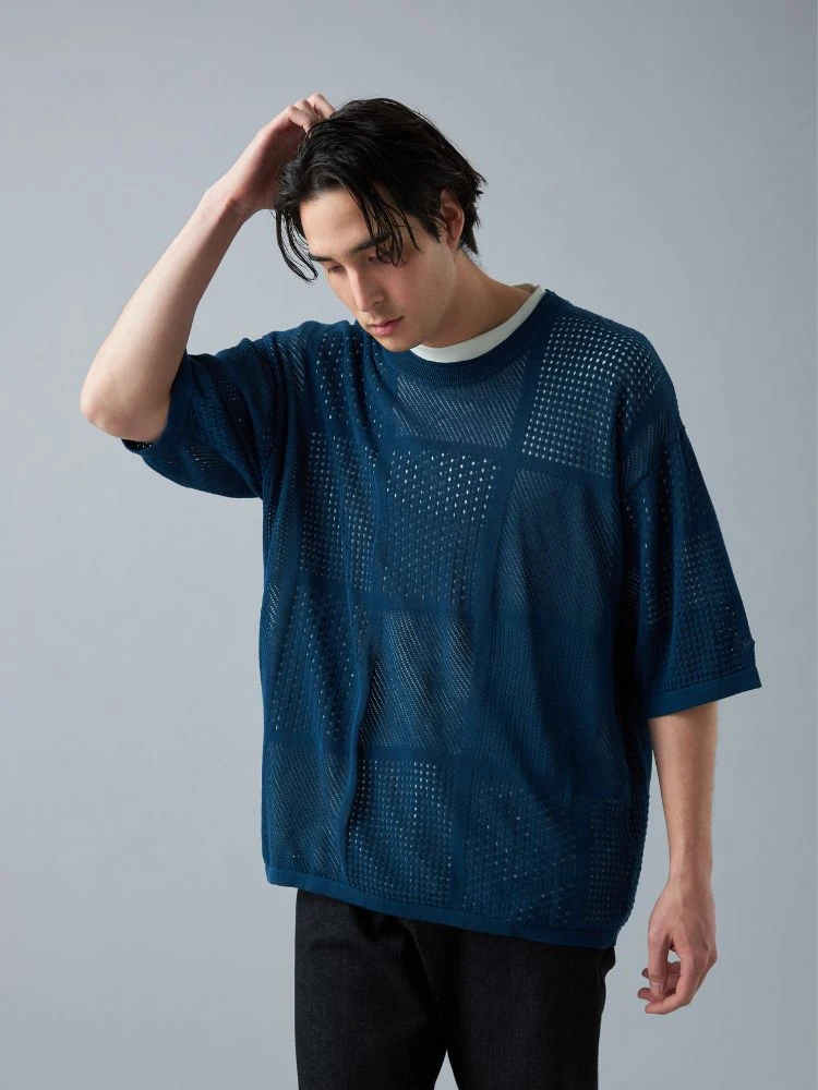 【1PIU1UGUALE3RELAX】LACEPATTERNT-SHIRT