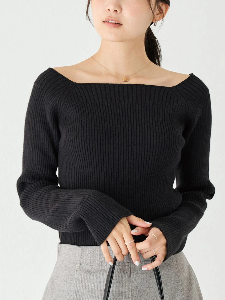 【LAVEANGE(ラビアンジェ)】2WAYスクエアリブニット