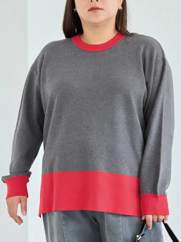 【LAVEANGE(ラビアンジェ)】バイカラークルーネックニット