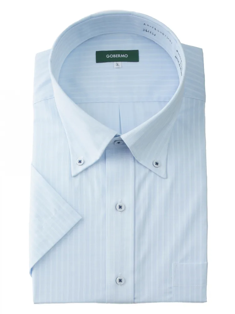 【形態安定】半袖ワイシャツ先染めボタンダウン