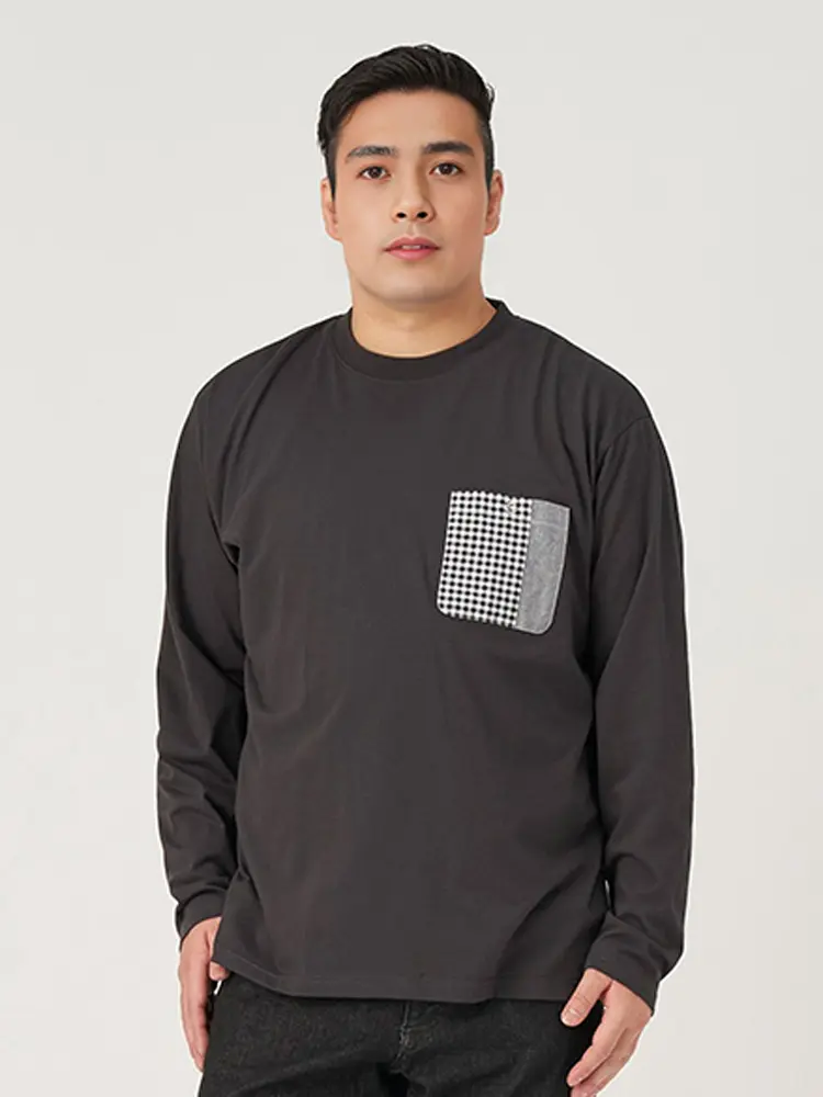 【TSC】別布切り替えポケット長袖Tシャツ大きいサイズ