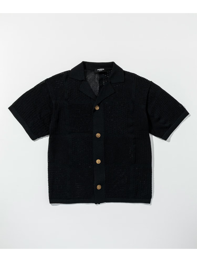 【1PIU1UGUALE3RELAX】LACEPATTERNOPEN-COLLARSHIRT