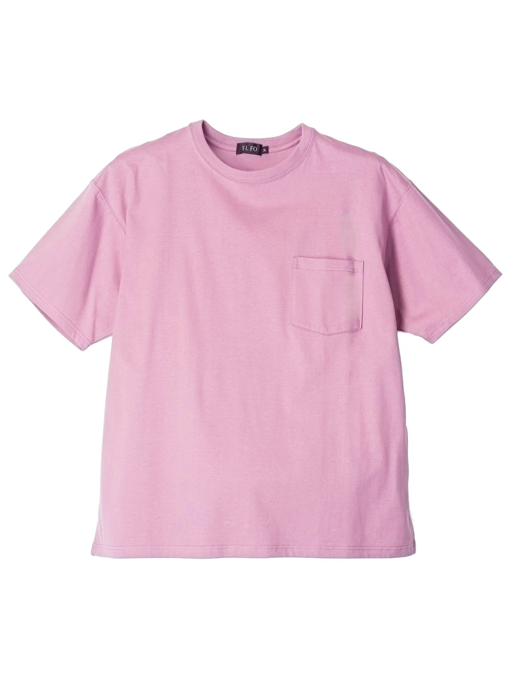 【EL.FO(エルフォ)】無地ポケット付きタフ衿クルーネック半袖Tシャツ大きいサイズ