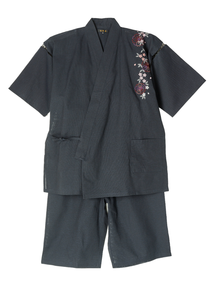 しじら桜柄刺繍甚平