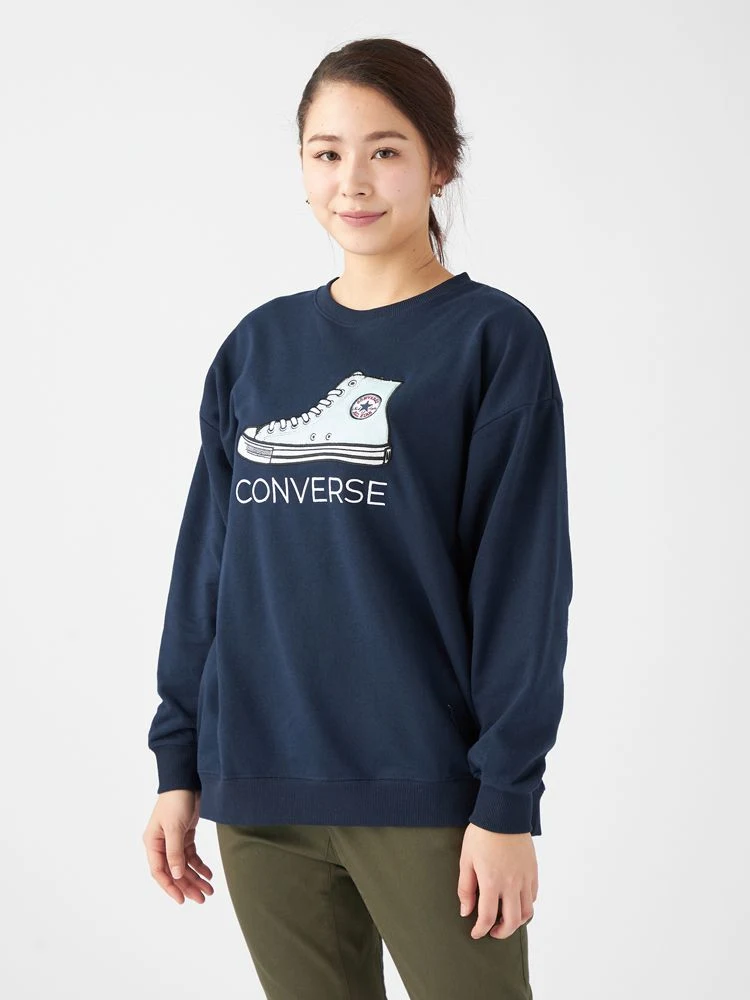 【CONVERSE(コンバース)】裏毛アップリケトレーナー大きいサイズレディース
