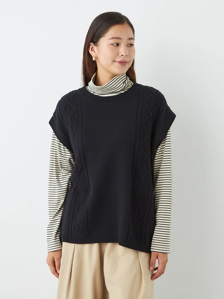 【NoJean(ノージーン)】ゆったりニットベスト