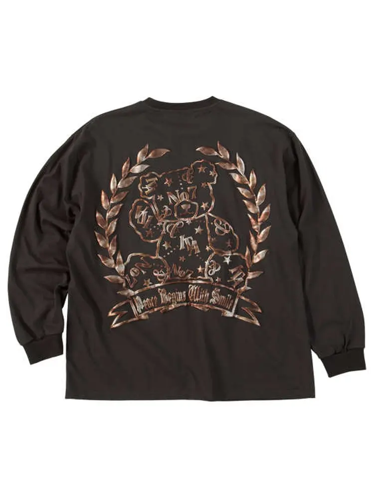 【intheattic(インジアティック)】ベアシルエット発泡箔プリント長袖Tシャツ＊カタログ商品