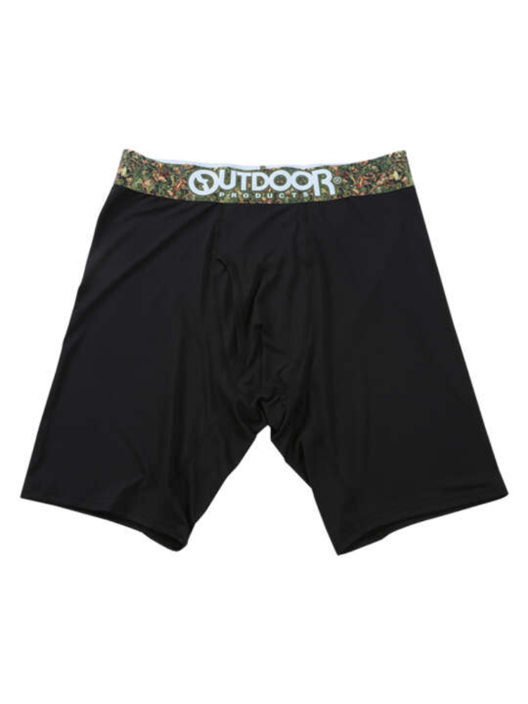 【OUTDOORPRODUCTS】ポリエステルベア天転写ゴムブラックロングボクサーパンツ＊カタログ商品